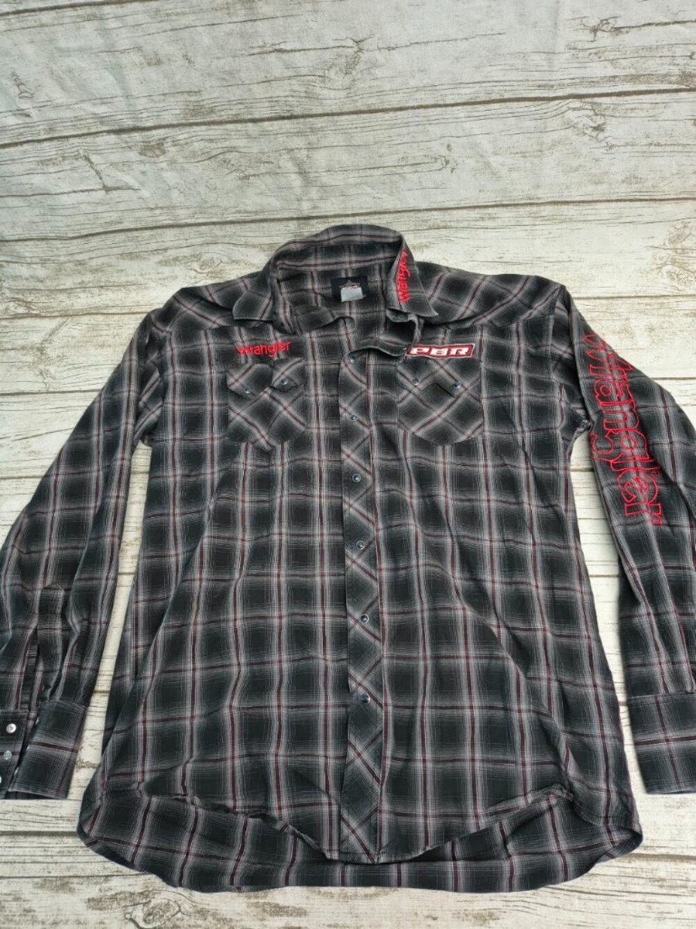 Wrangler PBR Professional Bull Riders Plaid Western Snap Shirt
